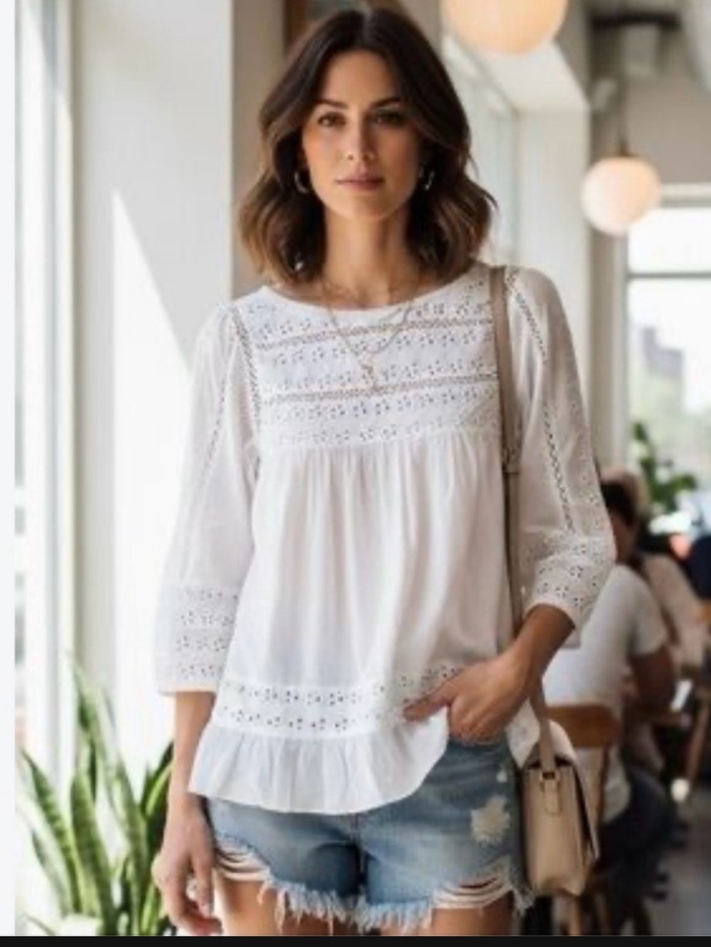 Gap women’s CottageCore embroidered white blouse